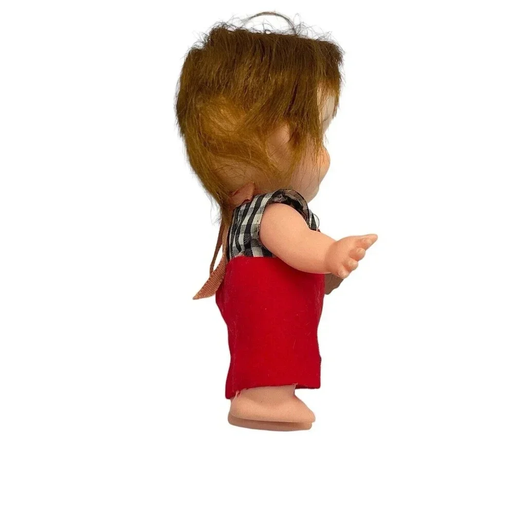 Vintage Forsum 6'' Big Eyes Redhead Freckles Rubber Doll Japan 1960s Boy Red Tag